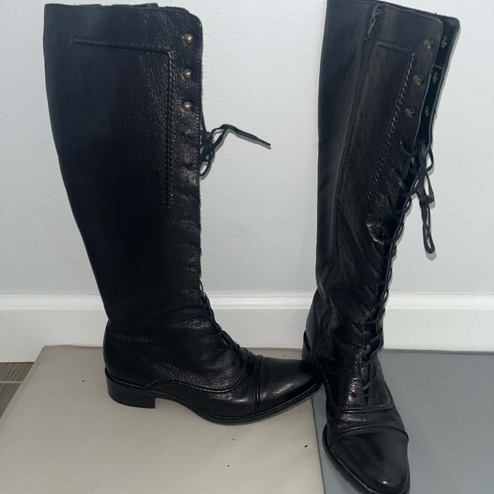 Kenneth Cole Black Tall Laced Boots